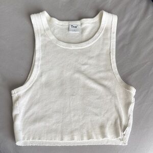 TNA Ivory Ribbed Tank Top